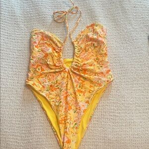 Floral Yellow One-Piece Swimsuit